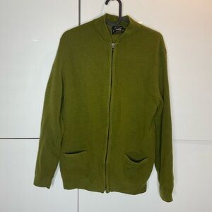 Tundra Vintge Men's Zip-Up Cardigan wool Sweater Olive Green
